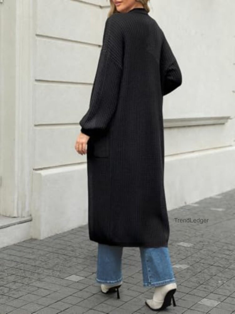 Oversized Long Cardigan Open Front Duster Sweater with Pockets - Picture 3 of 5